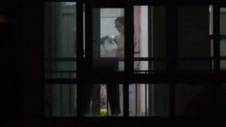 【民家】向かいの部屋を撮影していたらメガネのお姉さんが盗撮できました。