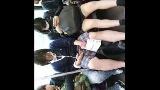 【足フェチ】電車で女子高生達のピッチピチな足をスマホを見るフリをして盗撮